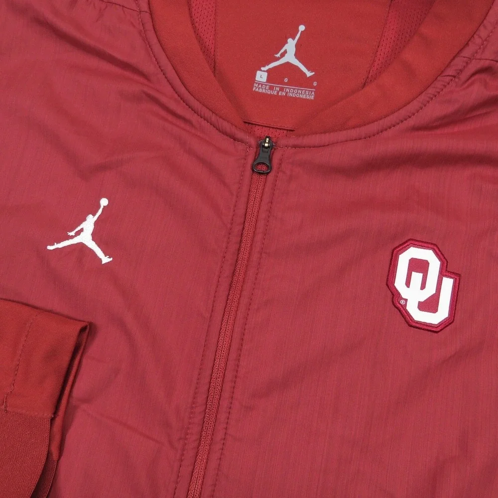 Jordan Oklahoma Sooners Jacket Mens Large Full Zip Vented Windbreaker Hybrid OU